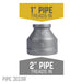 2 in. x 1 in. Black Reducing Coupling - Sweatfully