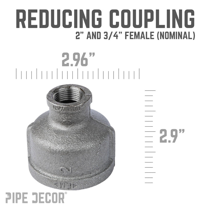 2 in. x 3/4 in. Black Reducing Coupling - Sweatfully