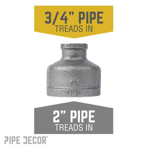 2 in. x 3/4 in. Black Reducing Coupling - Sweatfully