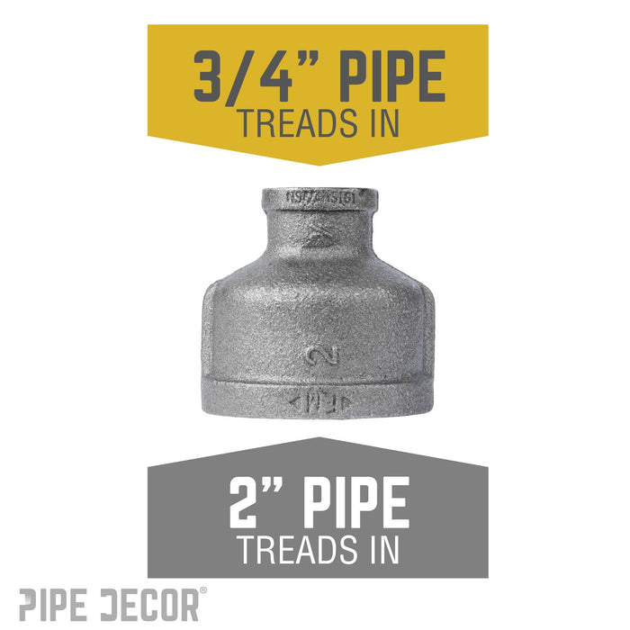 2 in. x 3/4 in. Black Reducing Coupling - Sweatfully