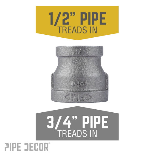 3/4 in. x 1/2 in. Black Reducing Coupling - Sweatfully
