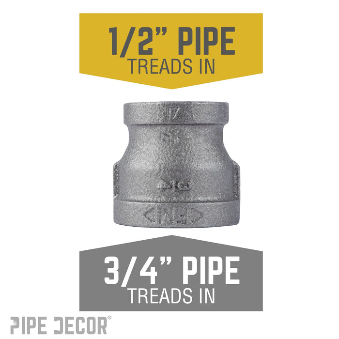 3/4 in. x 1/2 in. Black Reducing Coupling - Sweatfully
