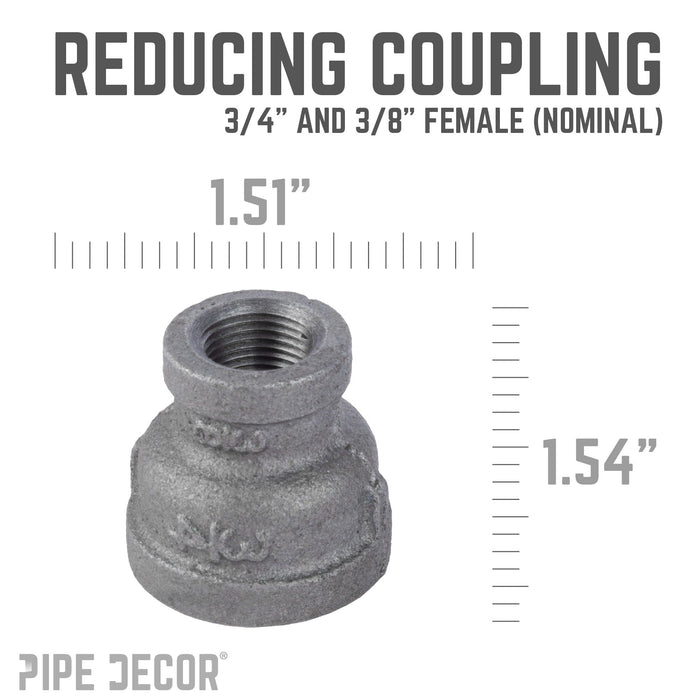 3/4 in. x 3/8 in. Black Reducing Coupling - Sweatfully