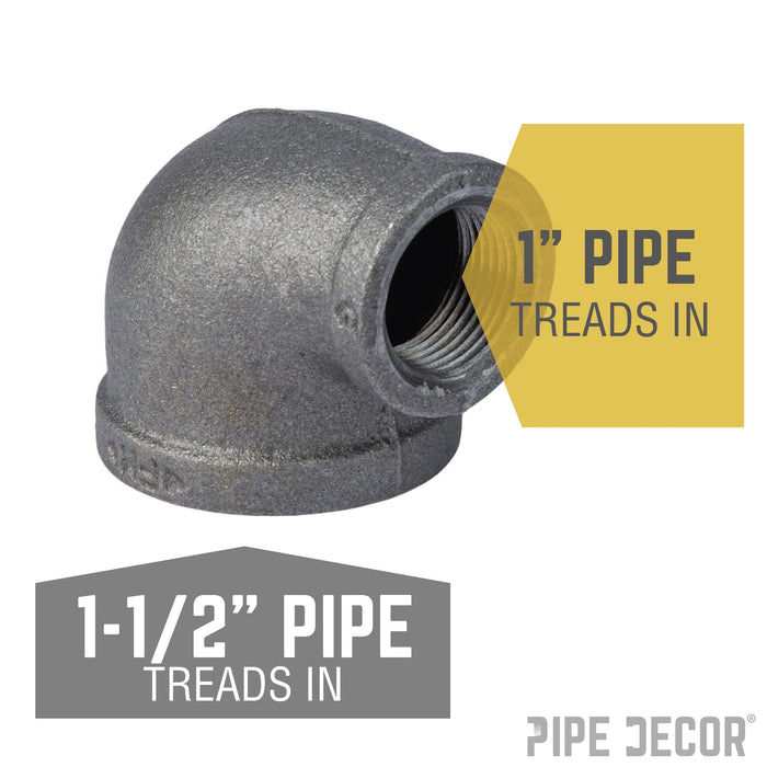 1 1/2 in. x 1 in. Black Reducing Elbow - Sweatfully