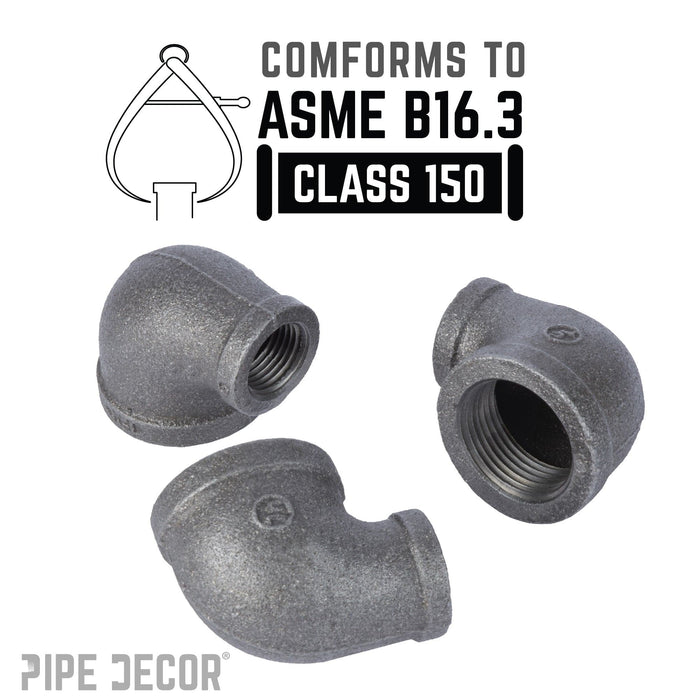 1 in. x 1/2 in. Black Reducing Elbow - Sweatfully