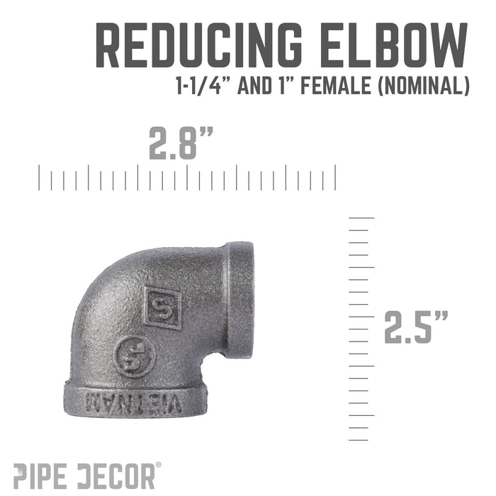 1 1/4 in. x 1 in. Black Reducing Elbow - Sweatfully