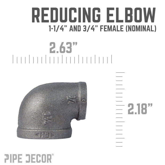 1 1/4 in. x 3/4 in. Black Reducing Elbow - Sweatfully