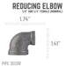 1/2 in. x 1/4 in. Black Reducing Elbow - Sweatfully