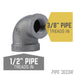1/2 in. x 3/8 in. Black Reducing Elbow - Sweatfully
