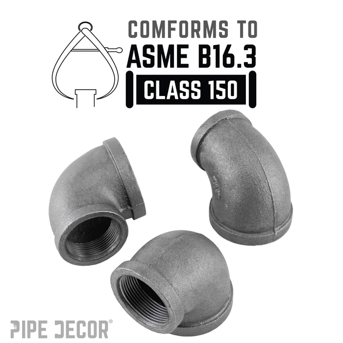 2 in. x 1 1/2 in. Black Reducing Elbow - Sweatfully