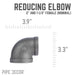 2 in. x 1 1/2 in. Black Reducing Elbow - Sweatfully