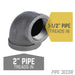 2 in. x 1 1/2 in. Black Reducing Elbow - Sweatfully