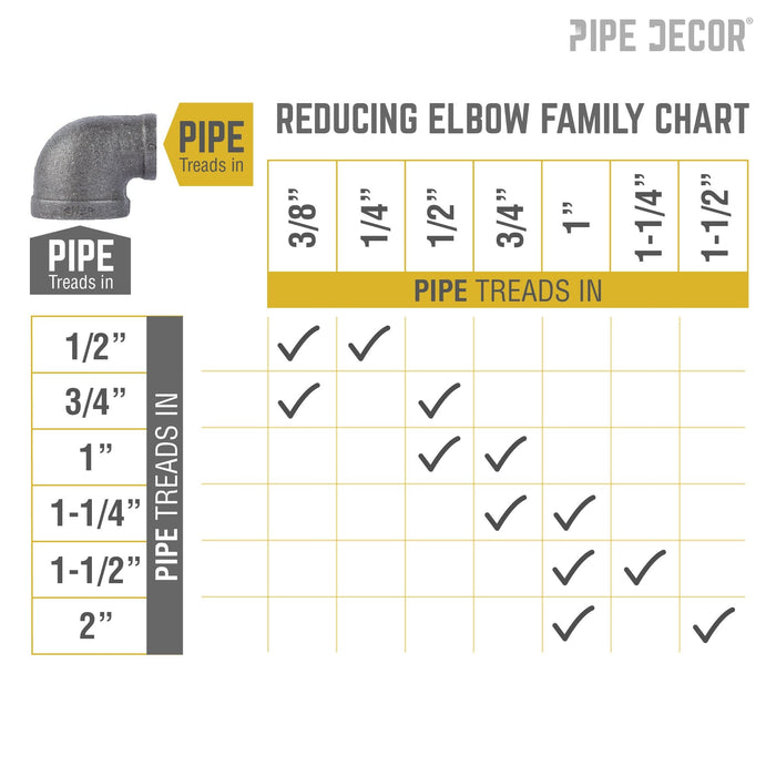 2 in. x 1 in. Black Reducing Elbow - Sweatfully