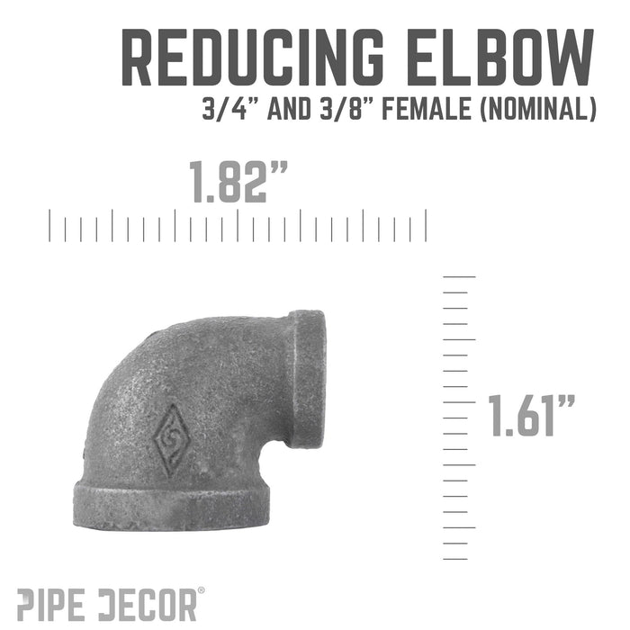 3/4 in. x 3/8 in. Black Reducing Elbow - Sweatfully