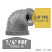 3/4 in. x 3/8 in. Black Reducing Elbow - Sweatfully