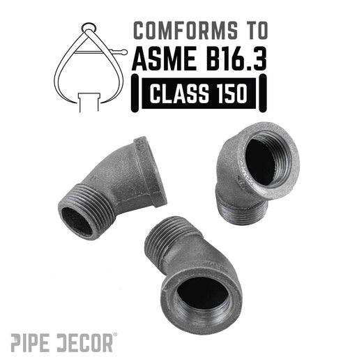 1/2 in. Black 45 Degree Street Elbow - Sweatfully