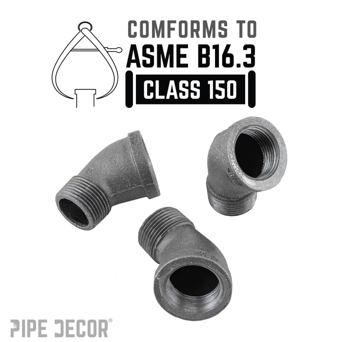 1/2 in. Black 45 Degree Street Elbow - Sweatfully