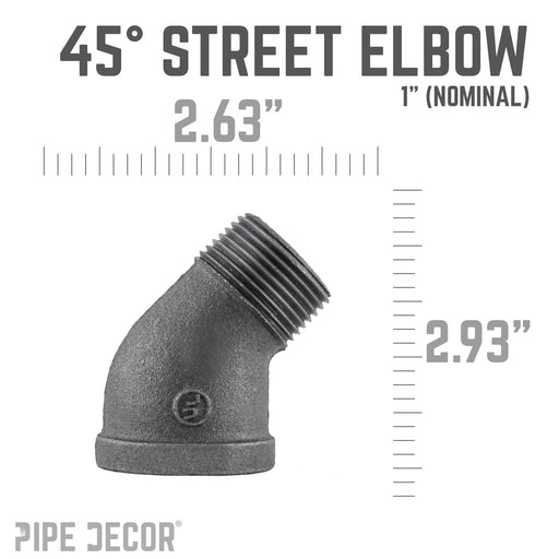 1 in. Black 45 Degree Street Elbow - Sweatfully