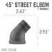 1 in. Black 45 Degree Street Elbow - Sweatfully