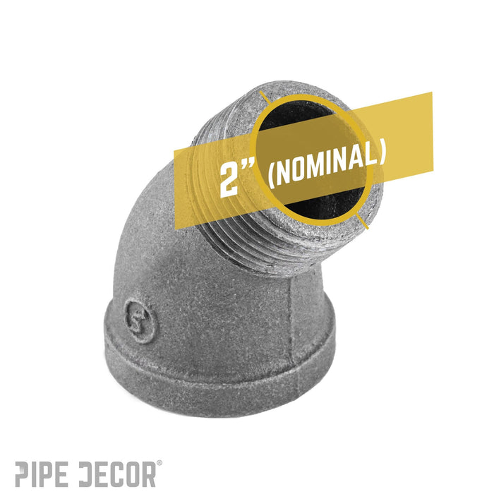 2 in. Black 45 Degree Street Elbow - Sweatfully