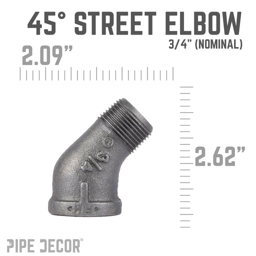 3/4 in. Black 45 Degree Street Elbow - Sweatfully