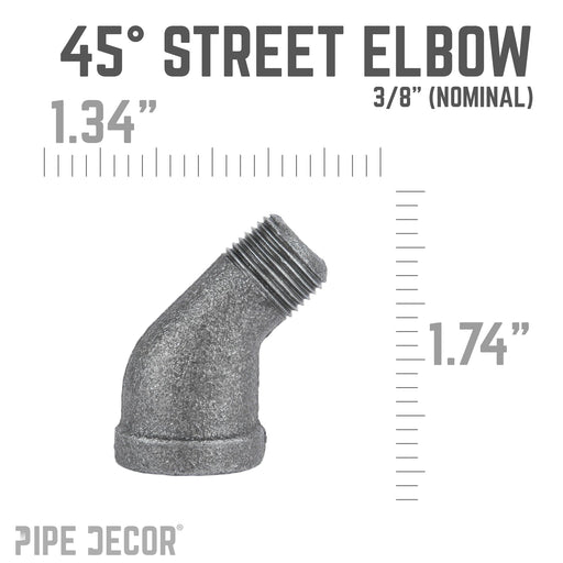 3/8 in. Black 45 Degree Street Elbow - Sweatfully