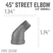 3/8 in. Black 45 Degree Street Elbow - Sweatfully