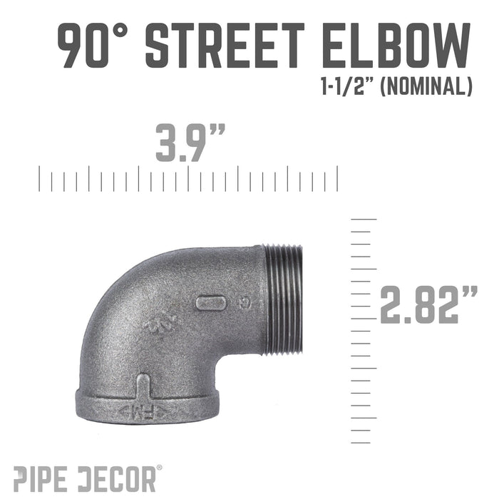 1 1/2 in. Black 90 Degree Street Elbow - Sweatfully