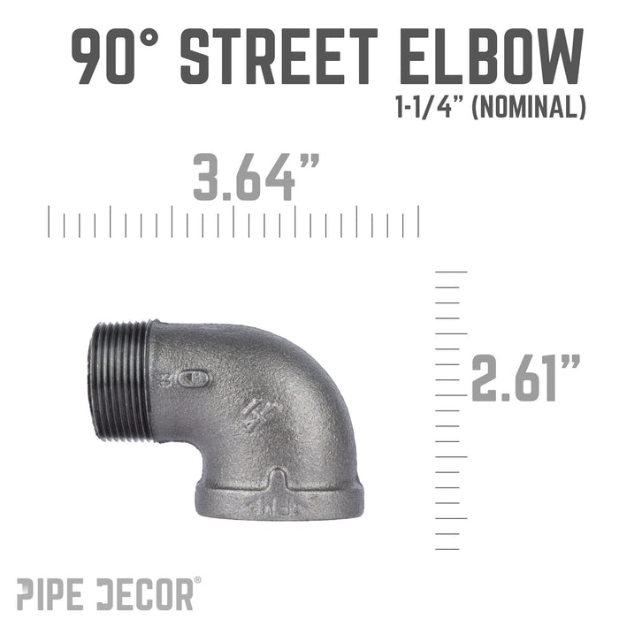 1 1/4 in. Black 90 Degree Street Elbow - Sweatfully