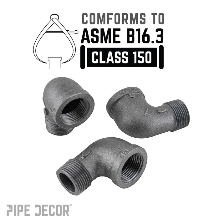 1 in. Black 90 Degree Street Elbow - Sweatfully
