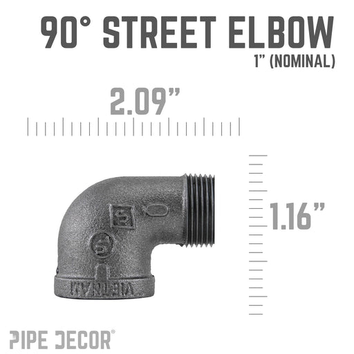 1 in. Black 90 Degree Street Elbow - Sweatfully