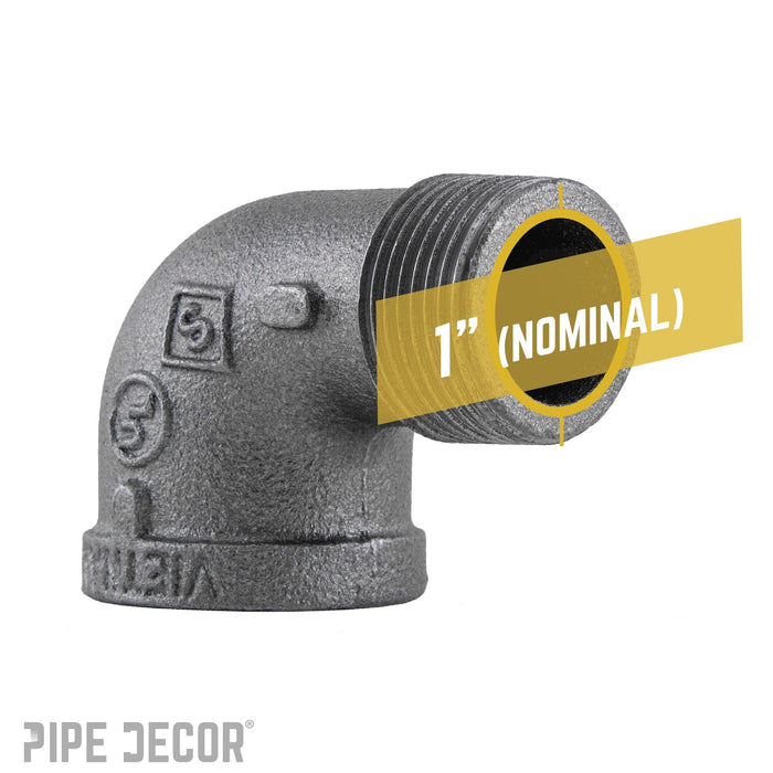 1 in. Black 90 Degree Street Elbow - Sweatfully