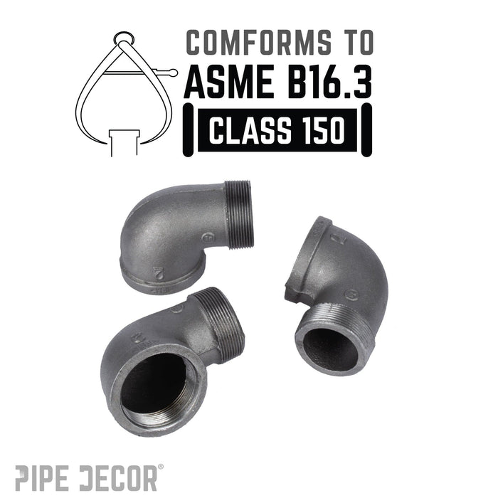 2 in. Black 90 Degree Street Elbow - Sweatfully