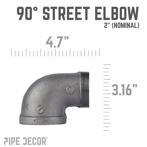2 in. Black 90 Degree Street Elbow - Sweatfully