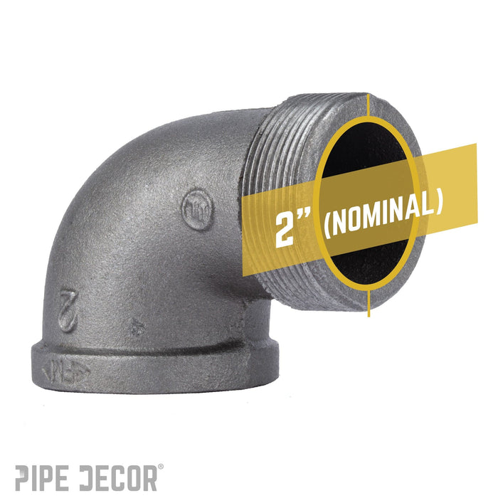 2 in. Black 90 Degree Street Elbow - Sweatfully