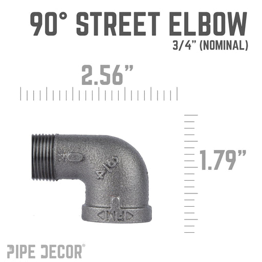 3/4 in. Black 90 Degree Street Elbow - Sweatfully
