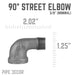3/8 in. Black 90 Degree Street Elbow - Sweatfully