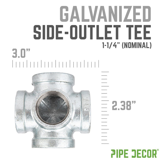 1 1/4 in. Galvanized Iron Side Outlet Tee - Sweatfully