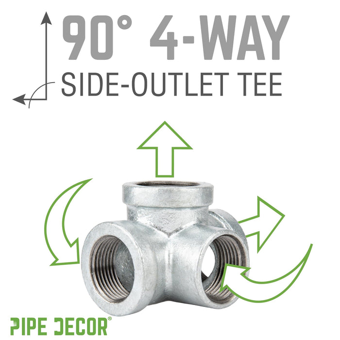 1 1/4 in. Galvanized Iron Side Outlet Tee - Sweatfully