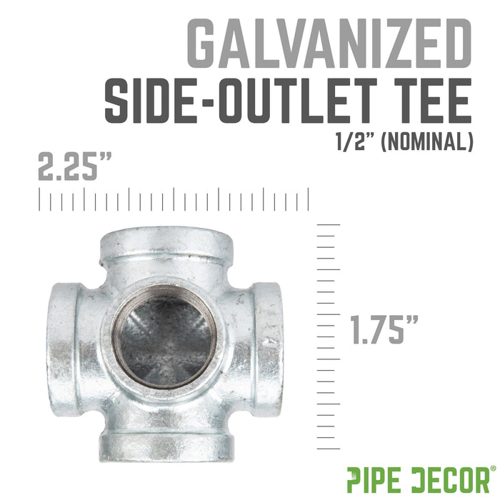 1/2 in. Galvanized Iron Side Outlet Tee - Sweatfully