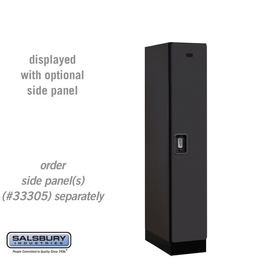 Salsbury 12" Wide Single Tier Designer Wood Locker - 1 Wide - 5 Feet High - 21 Inches Deep - Black - Silver Resettable Combination Locks - Sweatfully