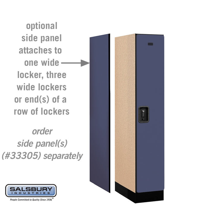 Salsbury 12" Wide Single Tier Designer Wood Locker - 1 Wide - 5 Feet High - 21 Inches Deep - Blue - Black Resettable Combination Locks - Sweatfully