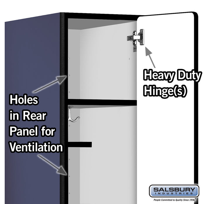 Salsbury 12" Wide Single Tier Designer Wood Locker - 1 Wide - 5 Feet High - 21 Inches Deep - Blue - Hasps - Sweatfully