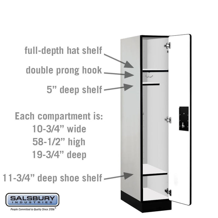 Salsbury 12" Wide Single Tier Designer Wood Locker - 1 Wide - 5 Feet High - 21 Inches Deep - Gray - Black Electronic Locks - Sweatfully