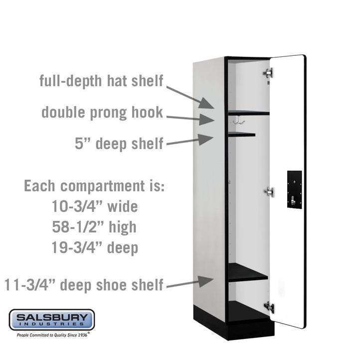 Salsbury 12" Wide Single Tier Designer Wood Locker - 1 Wide - 5 Feet High - 21 Inches Deep - Gray - Silver Electronic Locks - Sweatfully