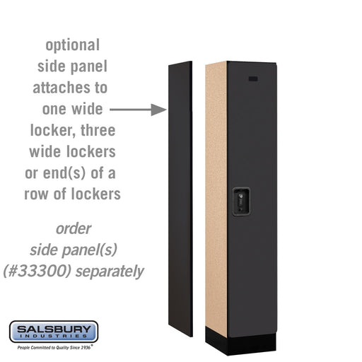 Salsbury 12" Wide Single Tier Designer Wood Locker - 1 Wide - 5 Feet High - 15 Inches Deep - Black - Black Resettable Combination Locks - Sweatfully