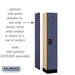 Salsbury 12" Wide Single Tier Designer Wood Locker - 1 Wide - 5 Feet High - 15 Inches Deep - Blue - Black Resettable Combination Locks - Sweatfully