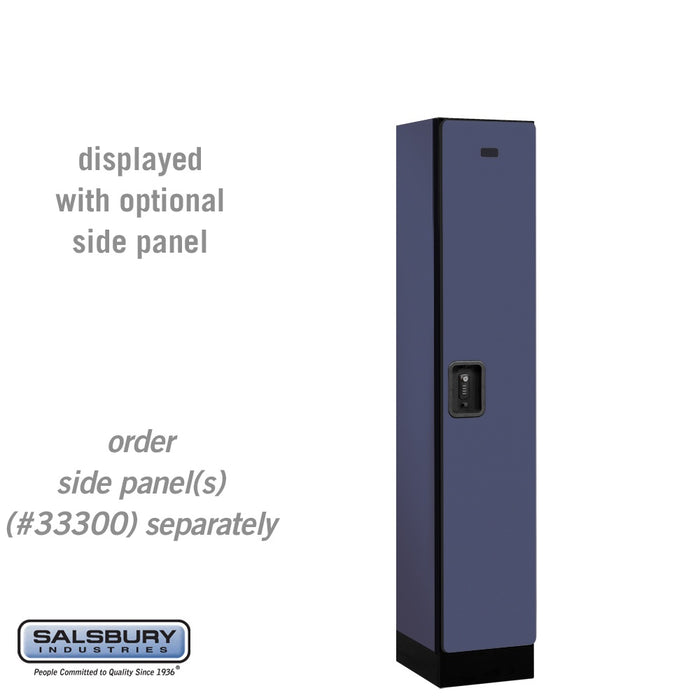 Salsbury 12" Wide Single Tier Designer Wood Locker - 1 Wide - 5 Feet High - 15 Inches Deep - Blue - Black Resettable Combination Locks - Sweatfully
