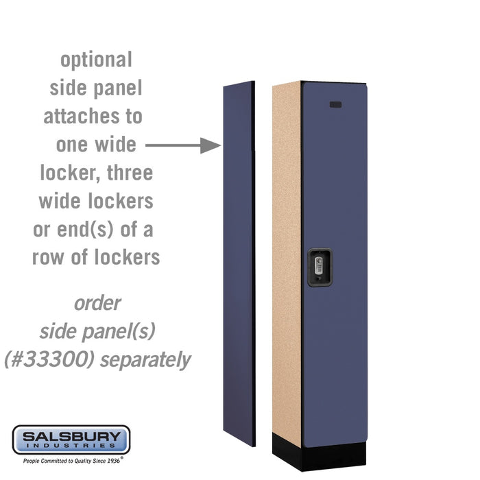 Salsbury 12" Wide Single Tier Designer Wood Locker - 1 Wide - 5 Feet High - 15 Inches Deep - Blue - Silver Resettable Combination Locks - Sweatfully