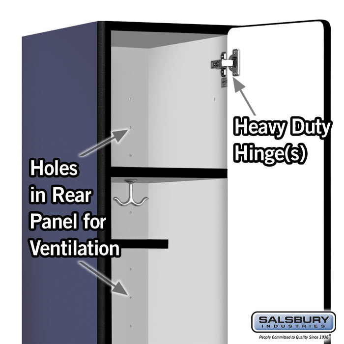 Salsbury 12" Wide Single Tier Designer Wood Locker - 1 Wide - 5 Feet High - 15 Inches Deep - Blue - Hasps - Sweatfully